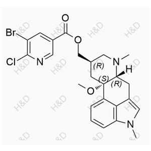 尼麥角林雜質(zhì)Q,((6aR,9R,10aS)-10a-methoxy-4,7-dimethyl-4,6,6a,7,8,9,10,10a-octahydroindolo[4,3-fg]quinolin-9-yl)methyl 5-bromo-6-chloronicotinate