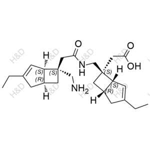 米洛巴林雜質(zhì)55,2-((1R,5S,6S)-6-((2-((1R,5S,6S)-6-(aminomethyl)-3-ethylbicyclo[3.2.0]hept-3-en-6-yl)acetamido)methyl)-3-ethylbicyclo[3.2.0]hept-3-en-6-yl)acetic acid