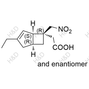 米諾巴林雜質(zhì)68,2-((1SR,5RS,6SR)-3-ethyl-6-(nitromethyl)bicyclo[3.2.0]hept-3-en-6-yl)acetic acid