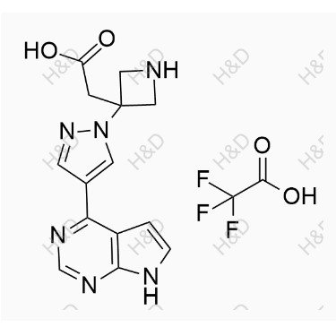 巴瑞替尼雜質(zhì)48(三氟乙酸鹽),2,2,2-trifluoroacetic acid compound with 2-(3-(4-(7H-pyrrolo[2,3-d]pyrimidin-4-yl)-1H-pyrazol-1-yl)azetidin-3-yl)acetic acid