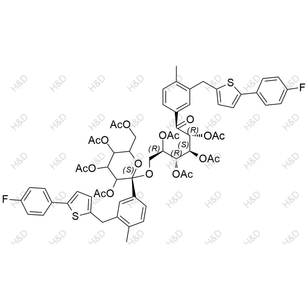 卡格列凈雜質(zhì)31,(2R,3S,4R,5R)-1-(3-((5-(4-fluorophenyl)thiophen-2-yl)methyl)-4-methylphenyl)-1-oxo-6-(((2S)-3,4,5-triacetoxy-6-(acetoxymethyl)-2-(3-((5-(4-fluorophenyl)thiophen-2-yl)methyl)-4-methylphenyl)tetrahydro-2H-pyran-2-yl)oxy)hexane-2,3,4,5-tetrayl tetraacetate