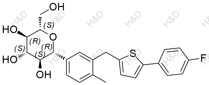 卡格列凈異構(gòu)體雜質(zhì)1,(2R,3S,4S,5R,6S)-2-(3-((5-(4-fluorophenyl)thiophen-2-yl)methyl)-4-methylphenyl)-6-(hydroxymethyl)tetrahydro-2H-pyran-3,4,5-triol