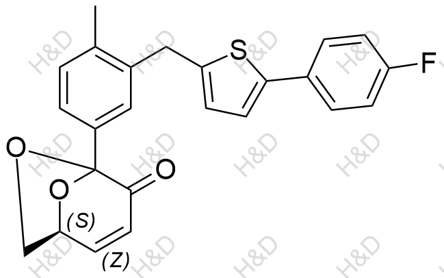 卡格列凈雜質(zhì)38,(1S)-5-(3-((5-(4-fluorophenyl)thiophen-2-yl)methyl)-4-methylphenyl)-6,8-dioxabicyclo[3.2.1]oct-2-en-4-one