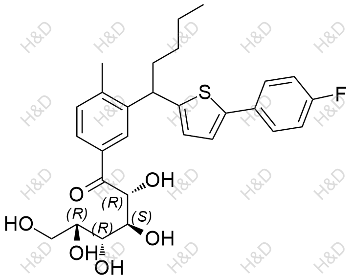 卡格列凈雜質(zhì)42,(2R,3S,4R,5R)-1-(3-(1-(5-(4-fluorophenyl)thiophen-2-yl)pentyl)-4-methylphenyl)-2,3,4,5,6-pentahydroxyhexan-1-one