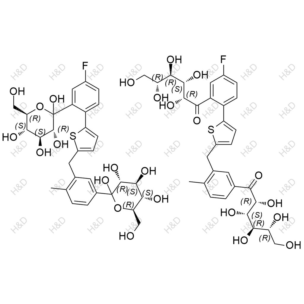 卡格列凈雜質(zhì)46,(2R,3S,4R,5R)-1-(3-((5-(4-fluoro-2-((2R,3S,4R,5R)-2,3,4,5,6-pentahydroxyhexanoyl)phenyl)thiophen-2-yl)methyl)-4-methylphenyl)-2,3,4,5,6-pentahydroxyhexan-1-one compound with (3R,4S,5S,6R)-2-(3-((5-(4-fluoro-2-((3R,4S,5S,6R)-2,3,4,5-tetrahydroxy-6-(hydroxy