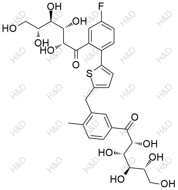 卡格列凈雜質(zhì)47,(2R,3S,4R,5R)-1-(3-((5-(4-fluoro-2-((2R,3S,4R,5R)-2,3,4,5,6-pentahydroxyhexanoyl)phenyl)thiophen-2-yl)methyl)-4-methylphenyl)-2,3,4,5,6-pentahydroxyhexan-1-one