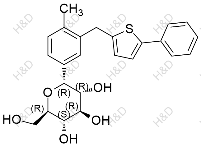 卡格列净杂质63,(2R,3S,4R,5R,6R)-2-(hydroxymethyl)-6-(4-methyl-3-((5-phenylthiophen-2-yl)methyl)phenyl)tetrahydro-2H-pyran-3,4,5-triol