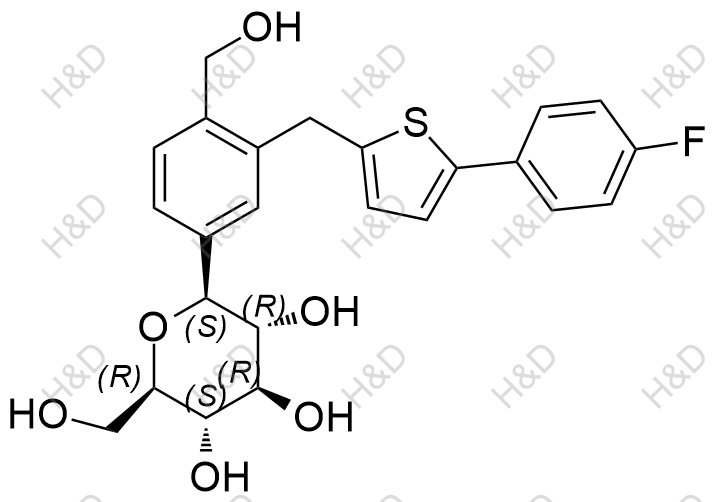 卡格列净杂质65,(2S,3R,4R,5S,6R)-2-(3-((5-(4-fluorophenyl)thiophen-2-yl)methyl)-4-(hydroxymethyl)phenyl)-6-(hydroxymethyl)tetrahydro-2H-pyran-3,4,5-triol