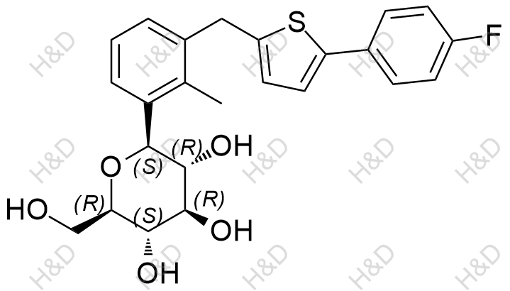 卡格列凈雜質(zhì)70,(2S,3R,4R,5S,6R)-2-(3-((5-(4-fluorophenyl)thiophen-2-yl)methyl)-2-methylphenyl)-6-(hydroxymethyl)tetrahydro-2H-pyran-3,4,5-triol