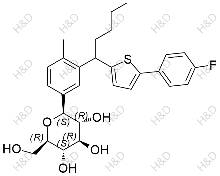 卡格列凈雜質(zhì)71,(2S,3R,4R,5S,6R)-2-(3-(1-(5-(4-fluorophenyl)thiophen-2-yl)pentyl)-4-methylphenyl)-6-(hydroxymethyl)tetrahydro-2H-pyran-3,4,5-triol