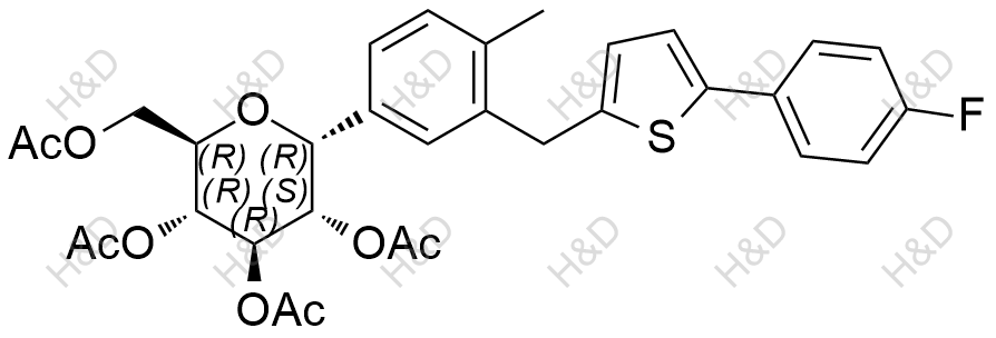 卡格列凈中間體差向異構(gòu)體,(2R,3R,4R,5S,6R)-2-(acetoxymethyl)-6-(3-((5-(4-fluorophenyl)thiophen-2-yl)methyl)-4-methylphenyl)tetrahydro-2H-pyran-3,4,5-triyl triacetate