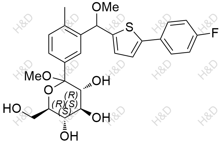 卡格列凈雜質(zhì)83,(3R,4S,5S,6R)-2-(3-((5-(4-fluorophenyl)thiophen-2-yl)(methoxy)methyl)-4-methylphenyl)-6-(hydroxymethyl)-2-methoxytetrahydro-2H-pyran-3,4,5-triol