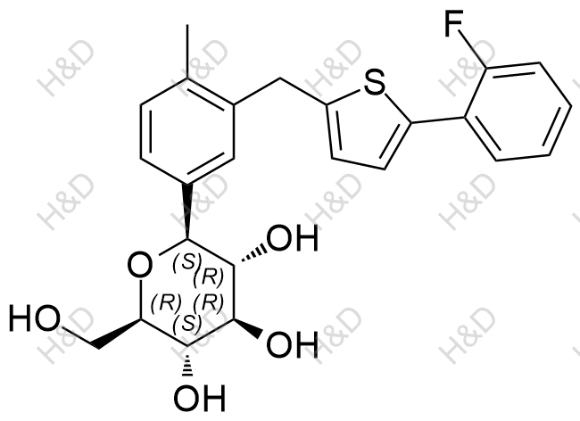 卡格列净杂质89,(2S,3R,4R,5S,6R)-2-(3-((5-(2-fluorophenyl)thiophen-2-yl)methyl)-4-methylphenyl)-6-(hydroxymethyl)tetrahydro-2H-pyran-3,4,5-triol