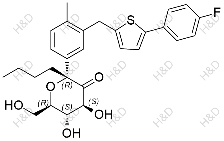 卡格列凈雜質(zhì)93,(2R,4S,5S,6R)-2-butyl-2-(3-((5-(4-fluorophenyl)thiophen-2-yl)methyl)-4-methylphenyl)-4,5-dihydroxy-6-(hydroxymethyl)dihydro-2H-pyran-3(4H)-one