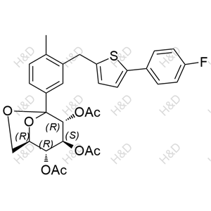 卡格列凈雜質(zhì)12,(1R,2R,3S,4R)-5-(3-((5-(4-fluorophenyl)thiophen-2-yl)methyl)-4-methylphenyl)-6,8-dioxabicyclo[3.2.1]octane-2,3,4-triyl triacetate