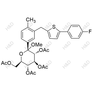 卡格列凈雜質(zhì)16,(2S,3R,4S,5R,6R)-6-(acetoxymethyl)-2-(3-((5-(4-fluorophenyl)thiophen-2-yl)methyl)-4-methylphenyl)-2-methoxytetrahydro-2H-pyran-3,4,5-triyl triacetate