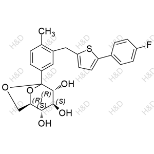 (1R,2S,3S,4R)-5-(3-((5-(4-fluorophenyl)thiophen-2-yl)methyl)-4-methylphenyl)-6,8-dioxabicyclo[3.2.1]octane-2,3,4-triol	卡格列净杂质28	