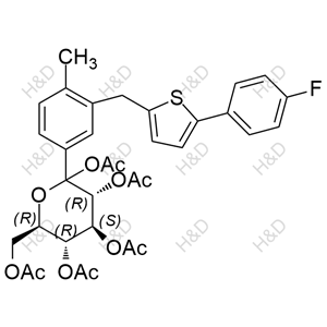 (3R,4S,5R,6R)-6-(acetoxymethyl)-2-(3-((5-(4-fluorophenyl)thiophen-2-yl)methyl)-4-methylphenyl)tetrahydro-2H-pyran-2,3,4,5-tetrayl tetraacetate	卡格列净杂质30	