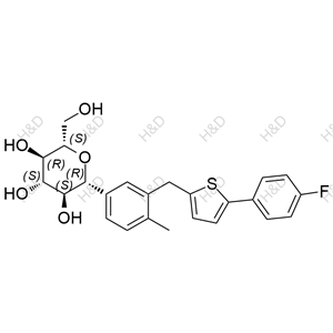 (2R,3S,4S,5R,6S)-2-(3-((5-(4-fluorophenyl)thiophen-2-yl)methyl)-4-methylphenyl)-6-(hydroxymethyl)tetrahydro-2H-pyran-3,4,5-triol	卡格列净异构体杂质1	