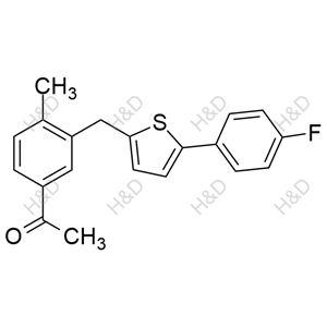 1-(3-((5-(4-fluorophenyl)thiophen-2-yl)methyl)-4-methylphenyl)ethanone	卡格列净杂质59	