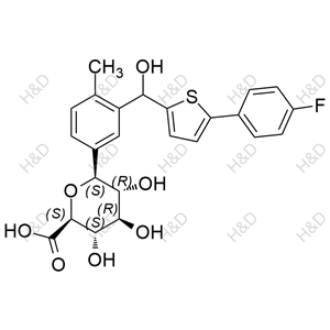 (2S,3S,4R,5R,6S)-6-(3-((5-(4-fluorophenyl)thiophen-2-yl)(hydroxy)methyl)-4-methylphenyl)-3,4,5-trihydroxytetrahydro-2H-pyran-2-carboxylic acid	卡格列净杂质66	