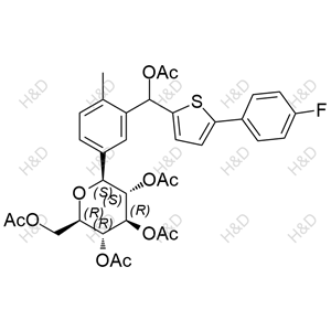 卡格列凈雜質68,(2S,3S,4R,5R,6R)-2-(3-(acetoxy(5-(4-fluorophenyl)thiophen-2-yl)methyl)-4-methylphenyl)-6-(acetoxymethyl)tetrahydro-2H-pyran-3,4,5-triyl triacetate