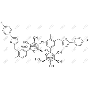 卡格列凈雜質(zhì)84,(3R,4S,5S,6R)-2-(3-((5-(4-fluorophenyl)thiophen-2-yl)methyl)-4-methylphenyl)-6-((((3R,4S,5S,6R)-2-(3-((5-(4-fluorophenyl)thiophen-2-yl)methyl)-4-methylphenyl)-3,4,5-trihydroxy-6-(hydroxymethyl)tetrahydro-2H-pyran-2-yl)oxy)methyl)-2-methoxytetrahydro-2H-pyran-3,4,5-triol