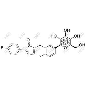 2-(4-fluorophenyl)-5-(2-methyl-5-((2S,3R,4R,5S,6R)-3,4,5-trihydroxy-6-(hydroxymethyl)tetrahydro-2H-pyran-2-yl)benzyl)thiophene 1-oxide	卡格列净杂质85	