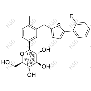 (2S,3R,4R,5S,6R)-2-(3-((5-(2-fluorophenyl)thiophen-2-yl)methyl)-4-methylphenyl)-6-(hydroxymethyl)tetrahydro-2H-pyran-3,4,5-triol	卡格列净杂质89	