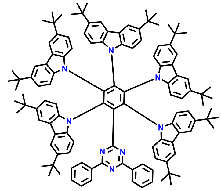 9,9'，9''，9''-（6-（4,6-二苯基-1,3,5-三嗪-2-基）苯-1,2,3,4,5-戊基）五（3,6-二叔丁基-9H-咔唑）,9,9',9'',9''',9''''-(6-(4,6-diphenyl-1,3,5-triazin-2-yl)benzene-1,2,3,4,5-pentayl)pentakis(3,6-di-tert-butyl-9H-carbazole)