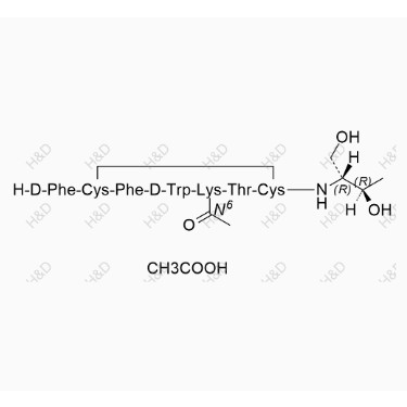 奧曲肽EP雜質(zhì)H（醋酸鹽）,(4R,7S,10S,13R,16S,19R)-13-((1H-indol-3-yl)methyl)-10-(4-acetamidobutyl)-19-((R)-2-amino-3-phenylpropanamido)-16-benzyl-N-((2R,3R)-1,3-dihydroxybutan-2-yl)-7-((R)-1-hydroxyethyl)-6,9,12,15,18-pentaoxo-1,2-dithia-5,8,11,14,17-pentaazacycloicosane-4-carboxamide acetate