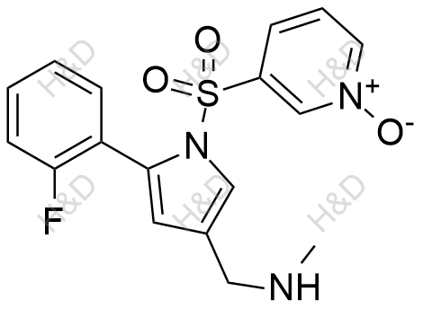 沃諾拉贊雜質(zhì)45,3-((2-(2-fluorophenyl)-4-((methylamino)methyl)-1H-pyrrol-1-yl)sulfonyl)pyridine 1-oxide