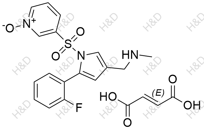 沃諾拉贊雜質(zhì)45(富馬酸鹽),3-((2-(2-fluorophenyl)-4-((methylamino)methyl)-1H-pyrrol-1-yl)sulfonyl)pyridine 1-oxide fumarate