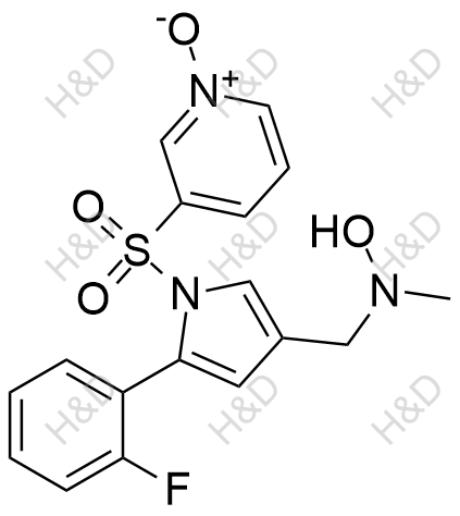 沃諾拉贊雜質57,3-((2-(2-fluorophenyl)-4-((hydroxy(methyl)amino)methyl)-1H-pyrrol-1-yl)sulfonyl)pyridine 1-oxide