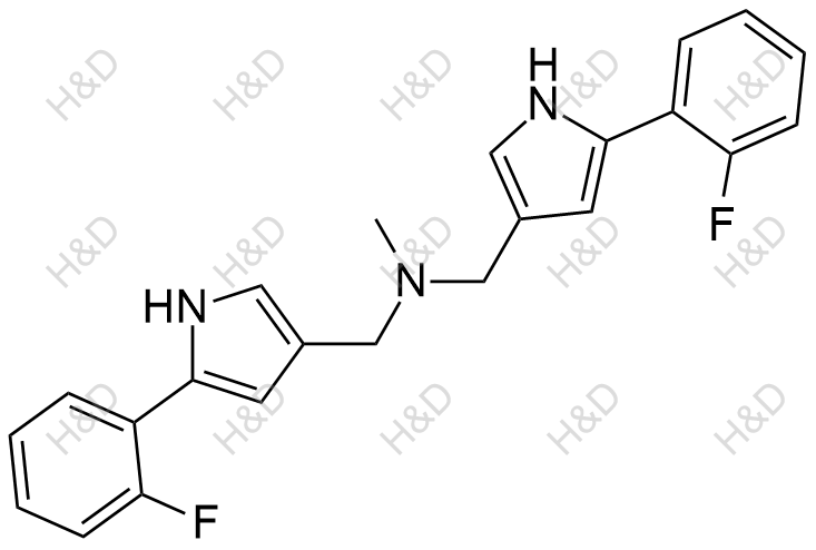 沃諾拉贊雜質(zhì)60,1-(5-(2-fluorophenyl)-1H-pyrrol-3-yl)-N-((5-(2-fluorophenyl)-1H-pyrrol-3-yl)methyl)-N-methylmethanamine