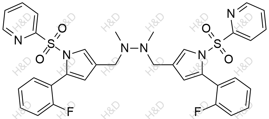 沃諾拉贊雜質(zhì)61,1,2-bis((5-(2-fluorophenyl)-1-(pyridin-2-ylsulfonyl)-1H-pyrrol-3-yl)methyl)-1,2-dimethylhydrazine