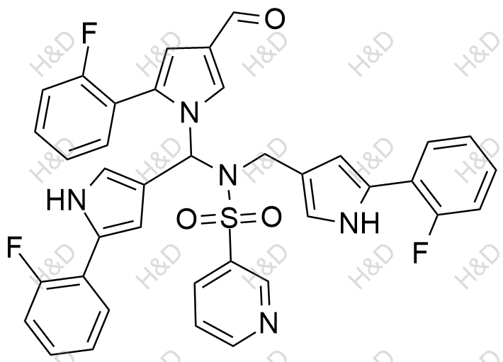 沃諾拉贊三聚體雜質(zhì),N-((5-(2-fluorophenyl)-1H-pyrrol-3-yl)(2-(2-fluorophenyl)-4-formyl-1H-pyrrol-1-yl)methyl)-N-((5-(2-fluorophenyl)-1H-pyrrol-3-yl)methyl)pyridine-3-sulfonamide