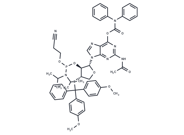 化合物 DMTr-TNA-G(O6-CONPh2)(N2Ac)-amidite; 2-Acetylamino-1-{2’-O-[(2-Cyan oethoxy)(diisopropylamino)phosphino]-3’-O-[(4,4’-dimethoxytri phenyl)methyl]-a-L-threofuranosyl}-6-(N,N-diphenylcarbamoyloxy)-9H-purine,DMTr-TNA-G(O6-CONPh2)(N2Ac)-amidite