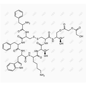 奧曲肽雜質(zhì)19,2-((3R)-2-(13-((1H-indol-3-yl)methyl)-19-(2-amino-3-phenylpropanamido)-10-(4-aminobutyl)-16-benzyl-7-((R)-1-hydroxyethyl)-6,9,12,15,18-pentaoxo-1,2-dithia-5,8,11,14,17-pentaazacycloicosane-4-carboxamido)-3-hydroxybutoxy)-2-oxoethyl 2-hydroxyacetate