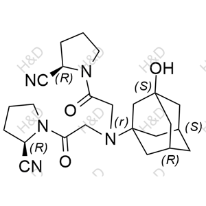 (2R,2'R)-1,1'-(2,2'-(((1r,3S,5R,7S)-3-hydroxyadamantan-1-yl)azanediyl)bis(acetyl))bis(pyrrolidine-2-carbonitrile)	维格列汀杂质4	