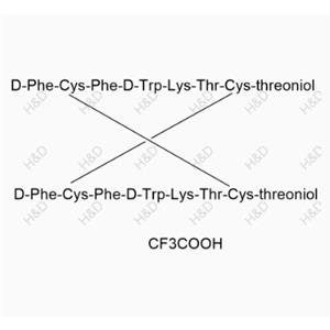 奧曲肽雜質(zhì)35(三氟乙酸鹽),(4R,7S,10S,13R,16S,19R,24R,27S,30S,33R,36S,39R)-13,33-bis((1H-indol-3-yl)methyl)-19,39-bis((R)-2-amino-3-phenylpropanamido)-10,30-bis(4-aminobutyl)-16,36-dibenzyl-N4,N24-bis((2R,3R)-1,3-dihydroxybutan-2-yl)-7,27-bis((R)-1-hydroxyethyl)-6,9,12,15,18,26,29,32,35,38-decaoxo-1,2,21,22-tetrathia-5,8,11,14,17,25,28,31,34,37-decaazacyclotetracontane-4,24-dicarboxamide 2,2,2-trifluoroacetic acid