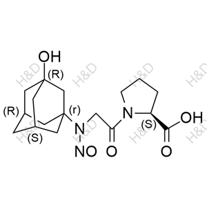 (S)-1-(2-(((1r,3R,5R,7S)-3-hydroxyadamantan-1-yl)(nitroso)amino)acetyl)pyrrolidine-2-carboxylic acid	维格列汀杂质66	