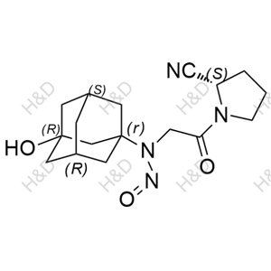 N-亞硝基維格列汀,N-(2-((S)-2-cyanopyrrolidin-1-yl)-2-oxoethyl)-N-((1r,3R,5R,7S)-3-hydroxyadamantan-1-yl)nitrous amide