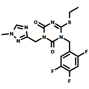 3-(叔丁基)-6-(乙硫基)-1-(2,4,5-三氟芐基)-1,3,5-三嗪-2,4(1H,3H)-二酮,3-(tert-butyl)-6-(ethylthio)-1-(2,4,5-trifluorobenzyl)-1,3,5-triazine-2,4(1H,3H)-dione