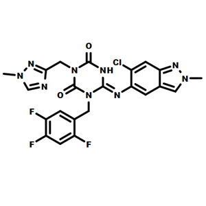 3-(叔丁基)-6-(乙硫基)-1-(2,4,5-三氟芐基)-1,3,5-三嗪-2,4(1H,3H)-二酮,3-(tert-butyl)-6-(ethylthio)-1-(2,4,5-trifluorobenzyl)-1,3,5-triazine-2,4(1H,3H)-dione