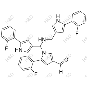 沃諾拉贊雜質82,5-(2-fluorophenyl)-1-((5-(2-fluorophenyl)-1H-pyrrol-3-yl)(((5-(2-fluorophenyl)-1H-pyrrol-3-yl)methyl)amino)methyl)-1H-pyrrole-3-carbaldehyde