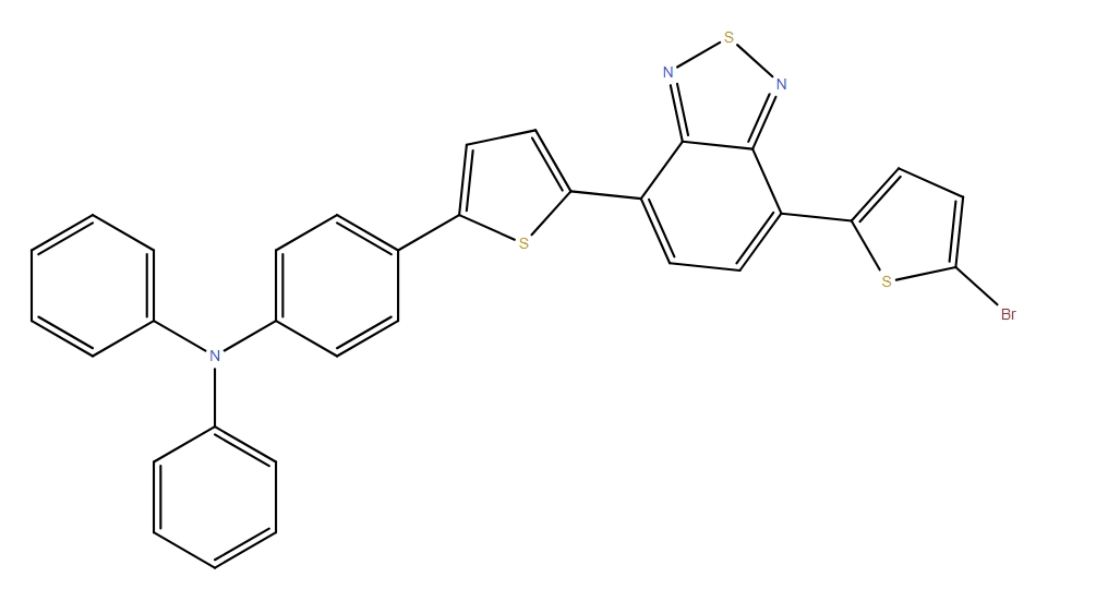 4-(5-(4-(5-bromothiophen-2-yl)benzo[c][1,2,5]thiadiazol-7-yl)-thiophen-2-yl)-N,N-diphenylbenzenamine,4-(5-(4-(5-bromothiophen-2-yl)benzo[c][1,2,5]thiadiazol-7-yl)-thiophen-2-yl)-N,N-diphenylbenzenamine