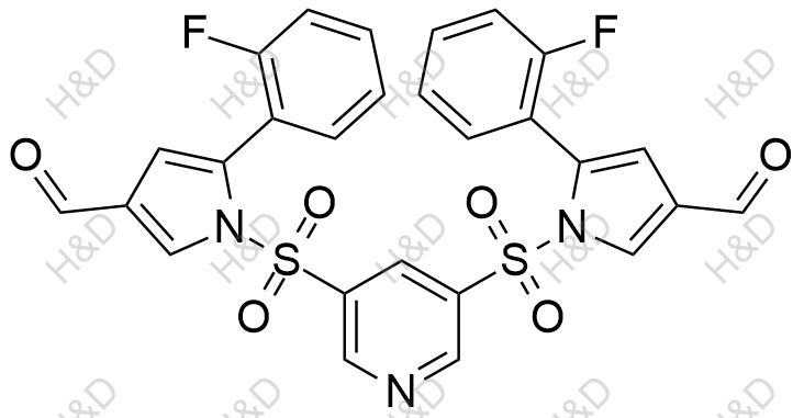 沃諾拉贊雜質(zhì)97,1,1'-(pyridine-3,5-disulfonyl)bis(5-(2-fluorophenyl)-1H-pyrrole-3-carbaldehyde)