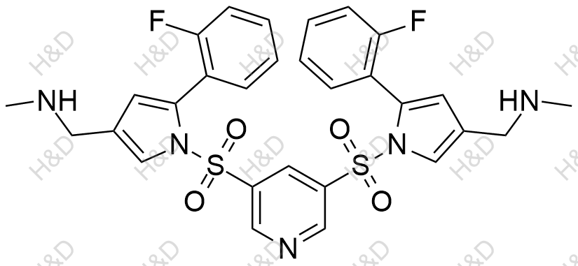 沃諾拉贊雜質(zhì)98,1,1'-(1,1'-(pyridine-3,5-disulfonyl)bis(5-(2-fluorophenyl)-1H-pyrrole-3,1-diyl))bis(N-methylmethanamine)