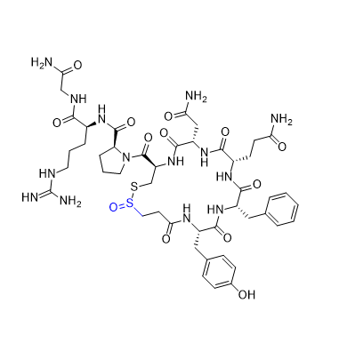 去氨加壓素雜質(zhì)02,(2S)-1-((4R,7S,10S,13S,16S)-7-(2-amino-2-oxoethyl)-10-(3-amino-3-oxopropyl)-13-benzyl-16-(4-hydroxybenzyl)-1-oxido-6,9,12,15,18-pentaoxo-1,2-dithia-5,8,11,14,17-pentaazacycloicosane-4-carbonyl)-N-((S)-1-((2-amino-2-oxoethyl)amino)-5-guanidino-1-oxopentan-2-yl)pyrrolidine-2-carboxamide